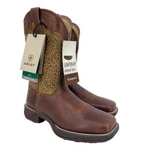 Ariat Womens Floral Emboss Anthem Savanna Cowboy Clay Brown Boots Size 5.5B NWOB